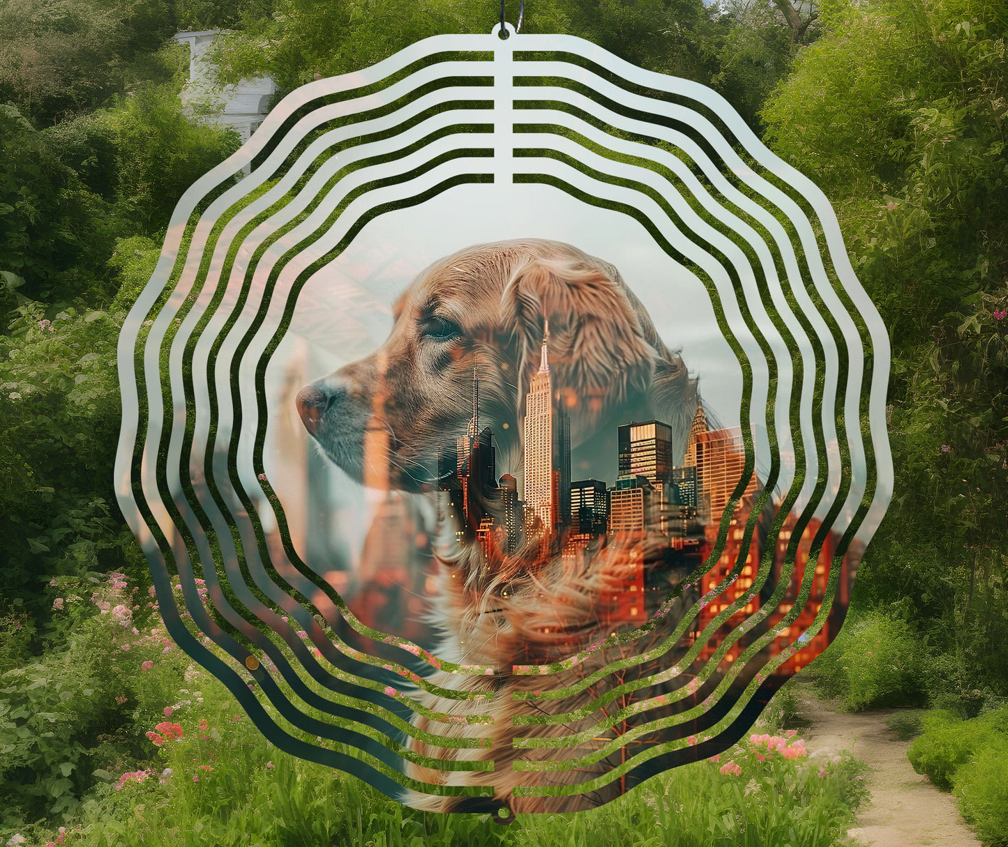 Sublimation Design: Golden Retriever Wind Spinner – PNG