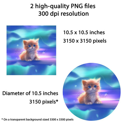 Cute Neon Kitten Wind Spinner Sublimation Design Download