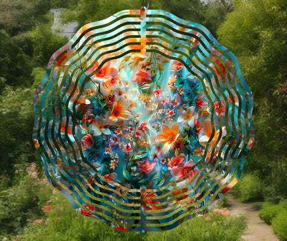 Spring Flowers Wind Spinner Sublimation Design Instant PNG