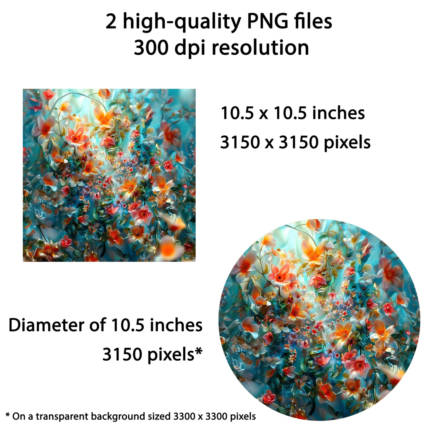 Spring Flowers Wind Spinner Sublimation Design Instant PNG