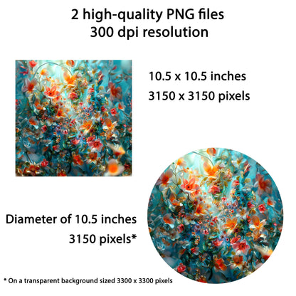 Spring Flowers Wind Spinner Sublimation Design Instant PNG