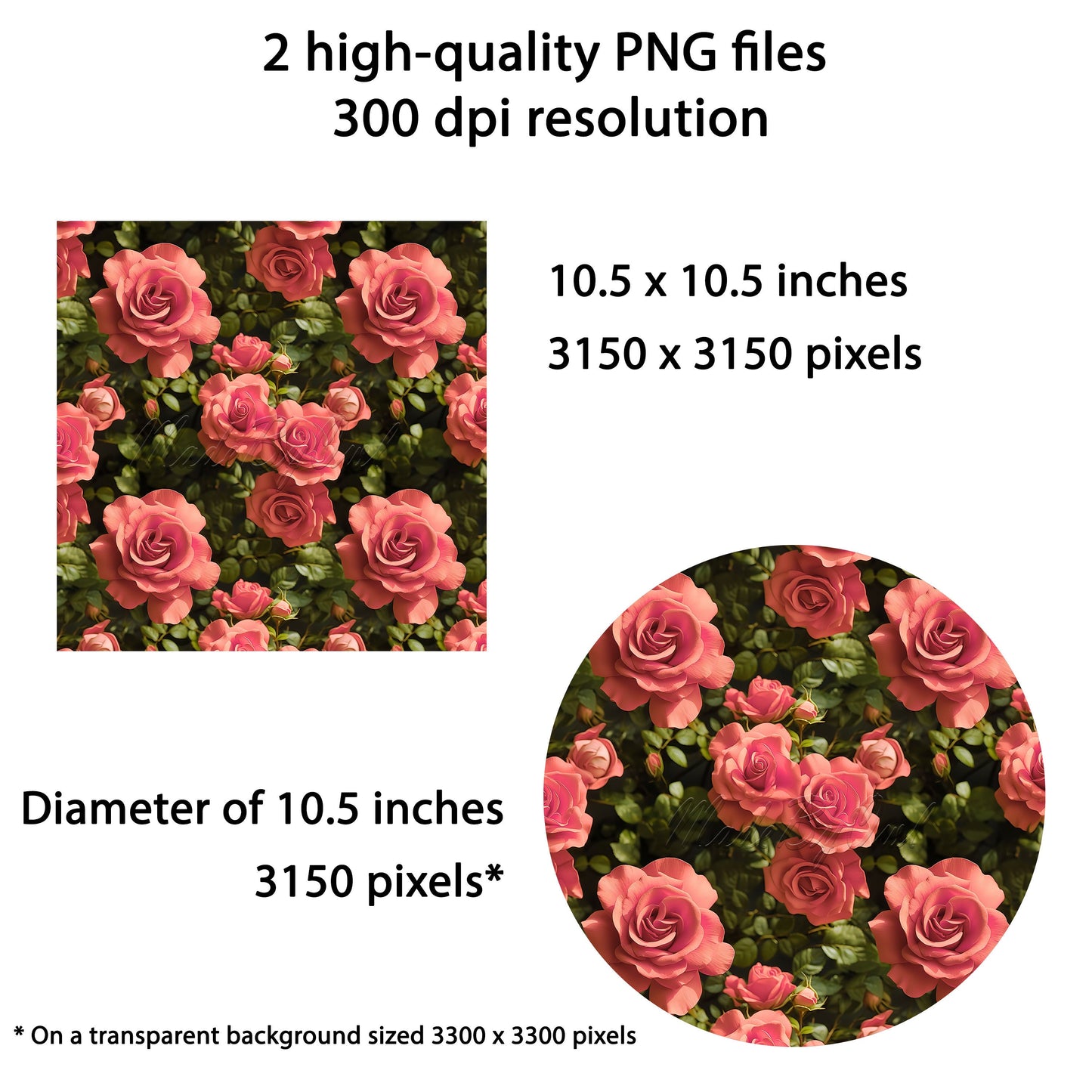 Pink Roses Wind Spinner Sublimation Design, Floral PNG