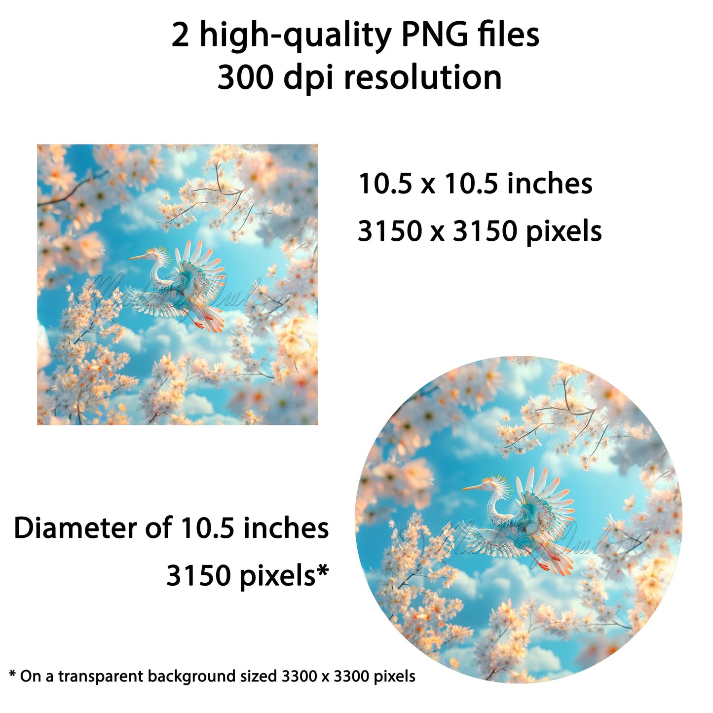 Heron Bird Wind Spinner Sublimation Design Download