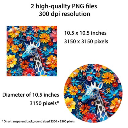 3D Giraffe Wind Spinner Sublimation Design – PNG Download