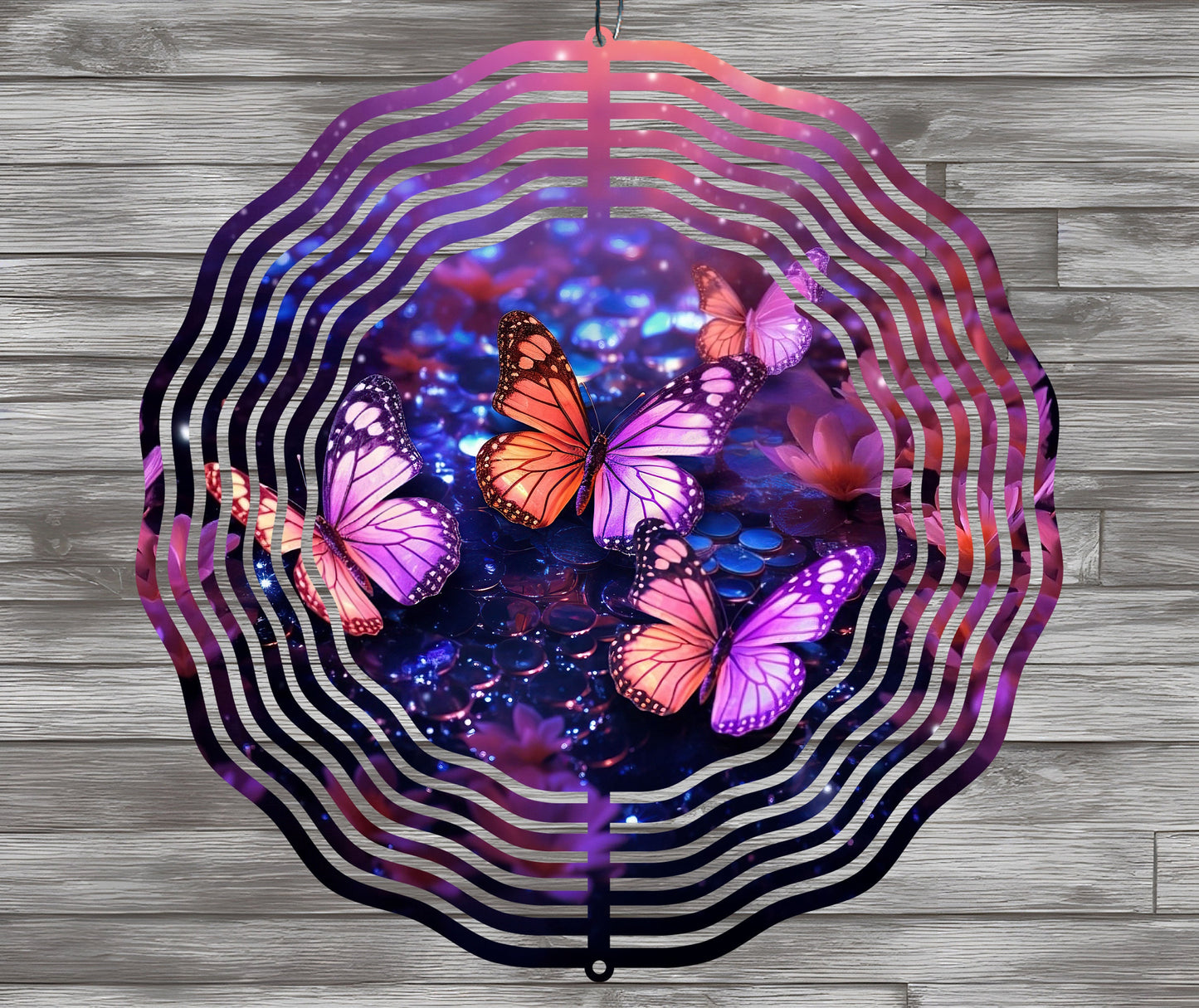 3D Purple Butterflies Wind Spinner Sublimation Design Download