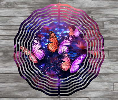 3D Purple Butterflies Wind Spinner Sublimation Design Download