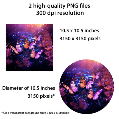 3D Purple Butterflies Wind Spinner Sublimation Design Download