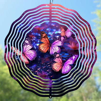 3D Purple Butterflies Wind Spinner Sublimation Design Download