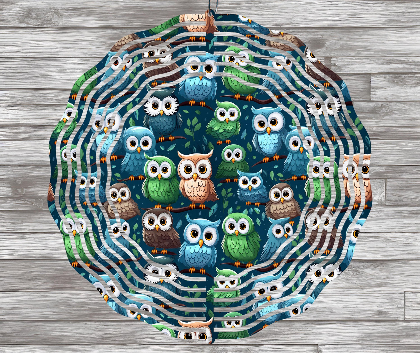 Owls Wind Spinner PNG, Funny Little Owls Wind Spinner Design, Square and Round Birds Sublimation PNG, Cute Owl Pattern, Digital Download