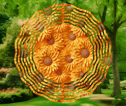 Yellow 3D Sunflowers Wind Spinner Design – Sublimation PNG Download