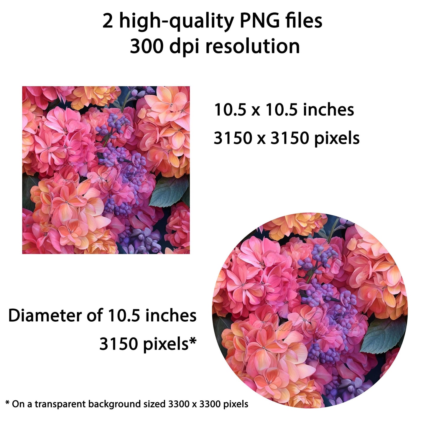 Sublimation Design: Hydrangea Wind Spinner Instant Download