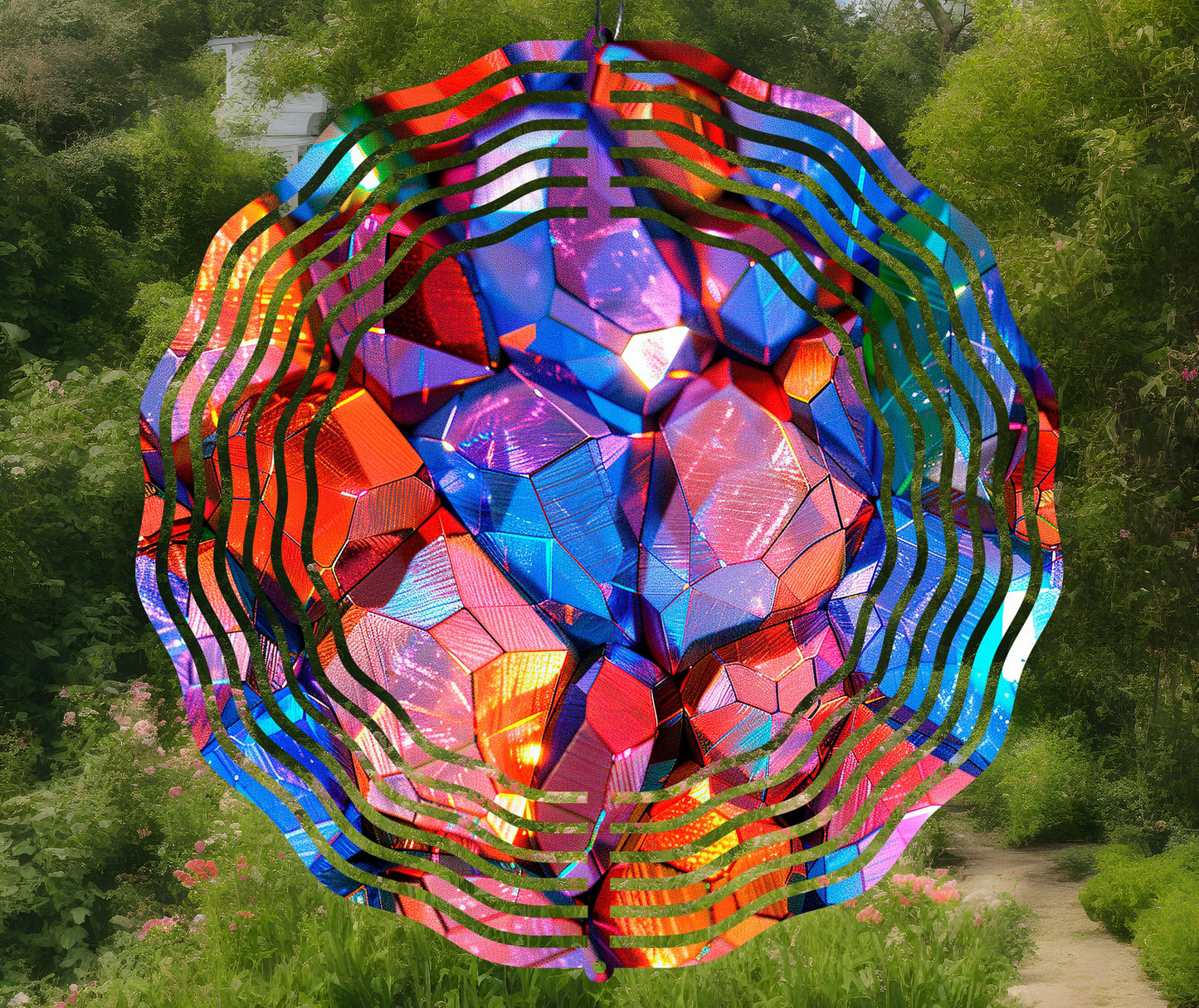 Iridescent Gemstone Wind Spinner Sublimation Design PNG