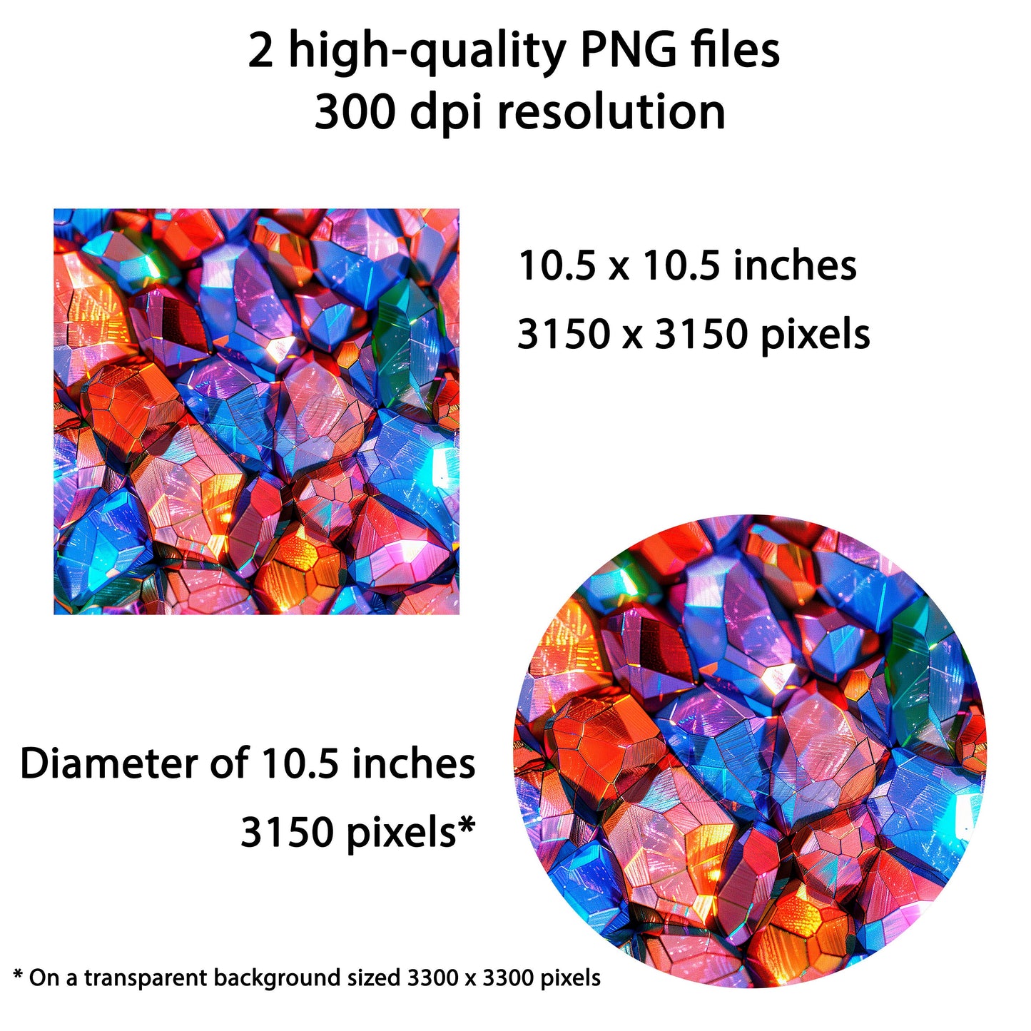 Iridescent Gemstone Wind Spinner Sublimation Design PNG