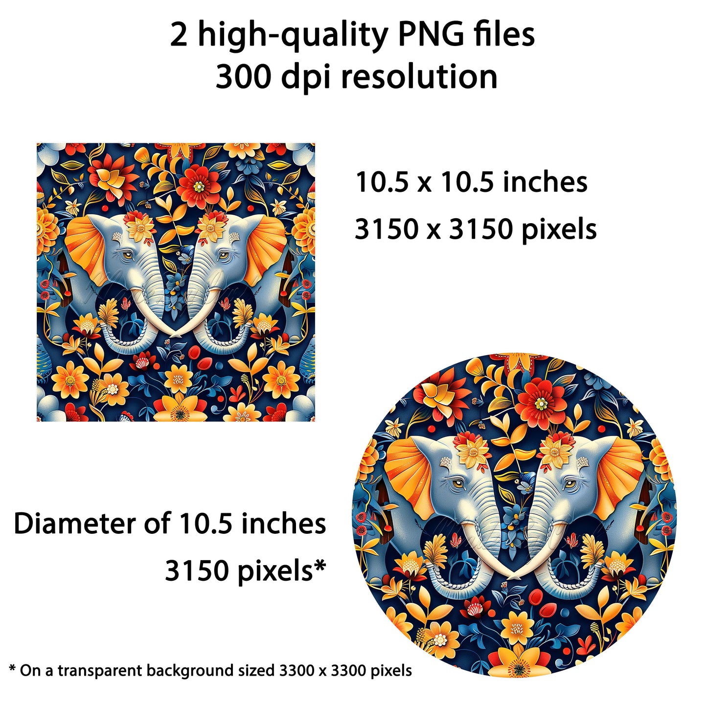 Elephants Wind Spinner Sublimation Design, Instant Download