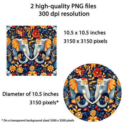 Elephants Wind Spinner Sublimation Design, Instant Download