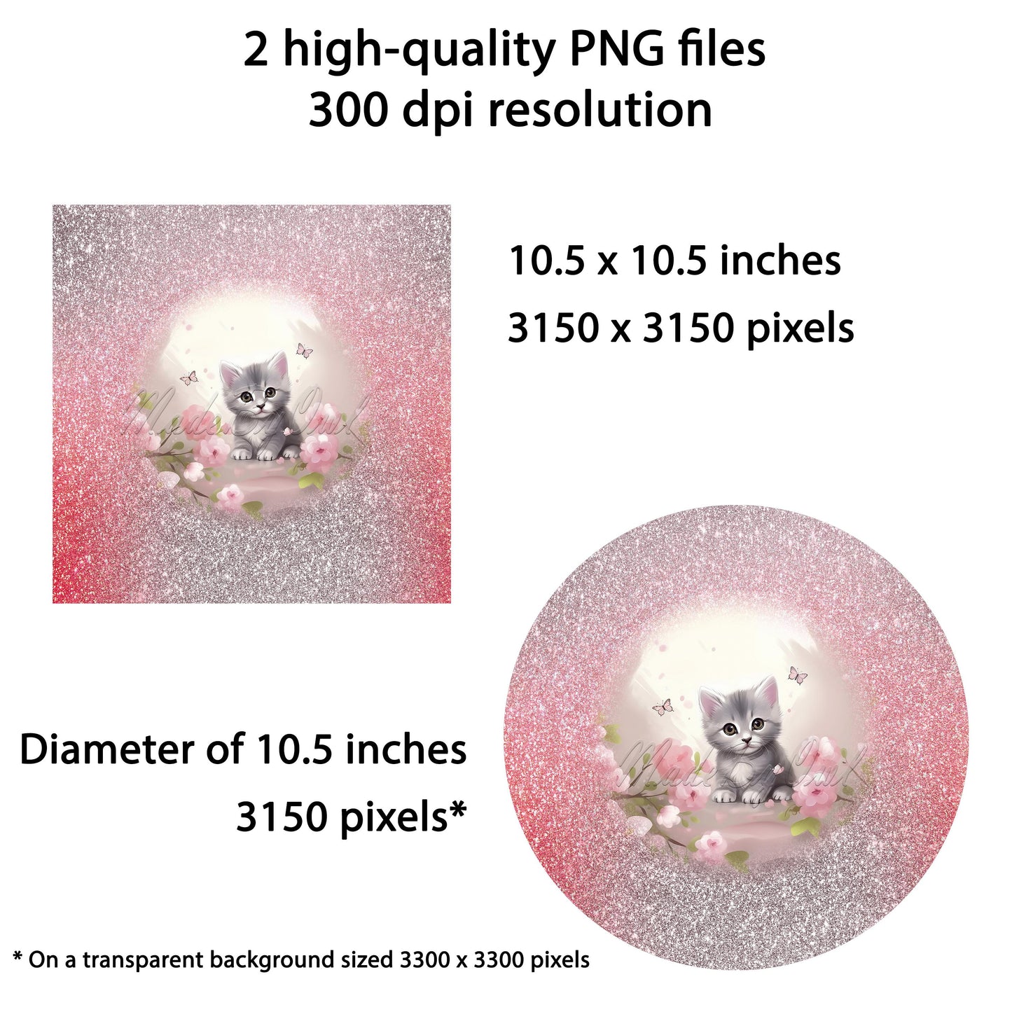 Cute Kitten with Flowers Sublimation Wind Spinner Design