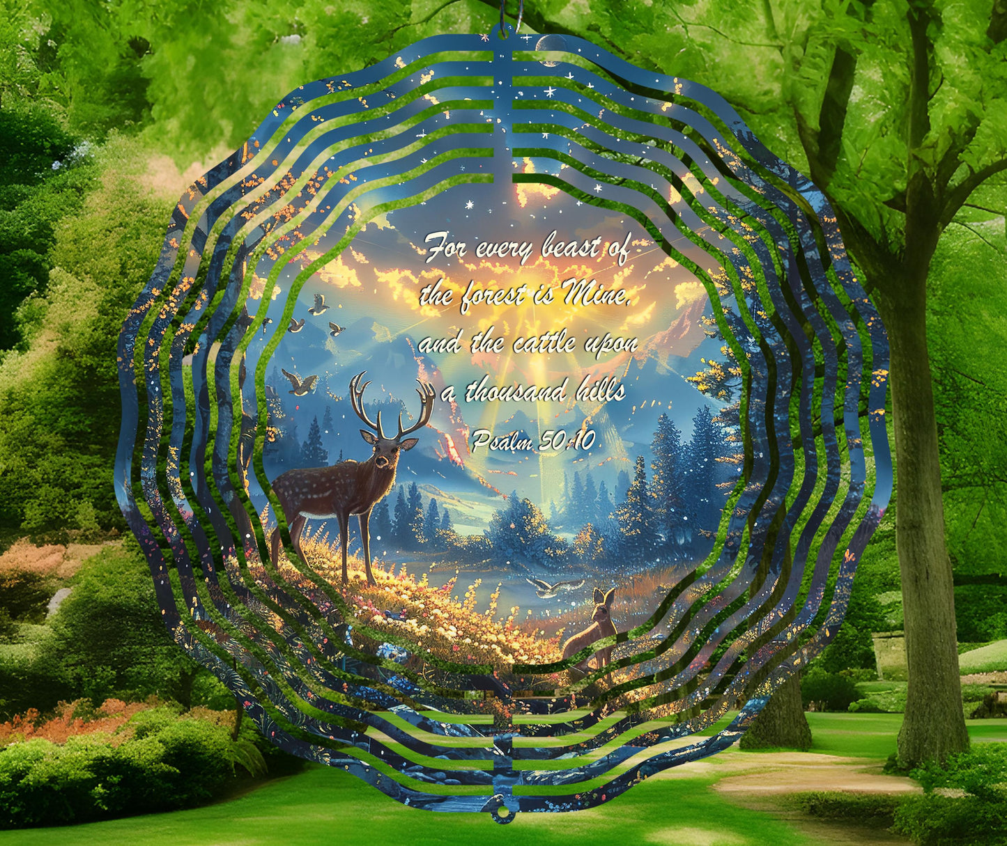 Christian Wind Spinner PNG, Deer Wind Spinner, Forest Wind Spinner Sublimation Design, Christian Art, Bible Verses PNG, Digital Download