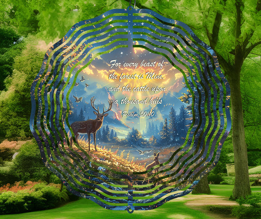 Christian Wind Spinner PNG, Deer Wind Spinner, Forest Wind Spinner Sublimation Design, Christian Art, Bible Verses PNG, Digital Download