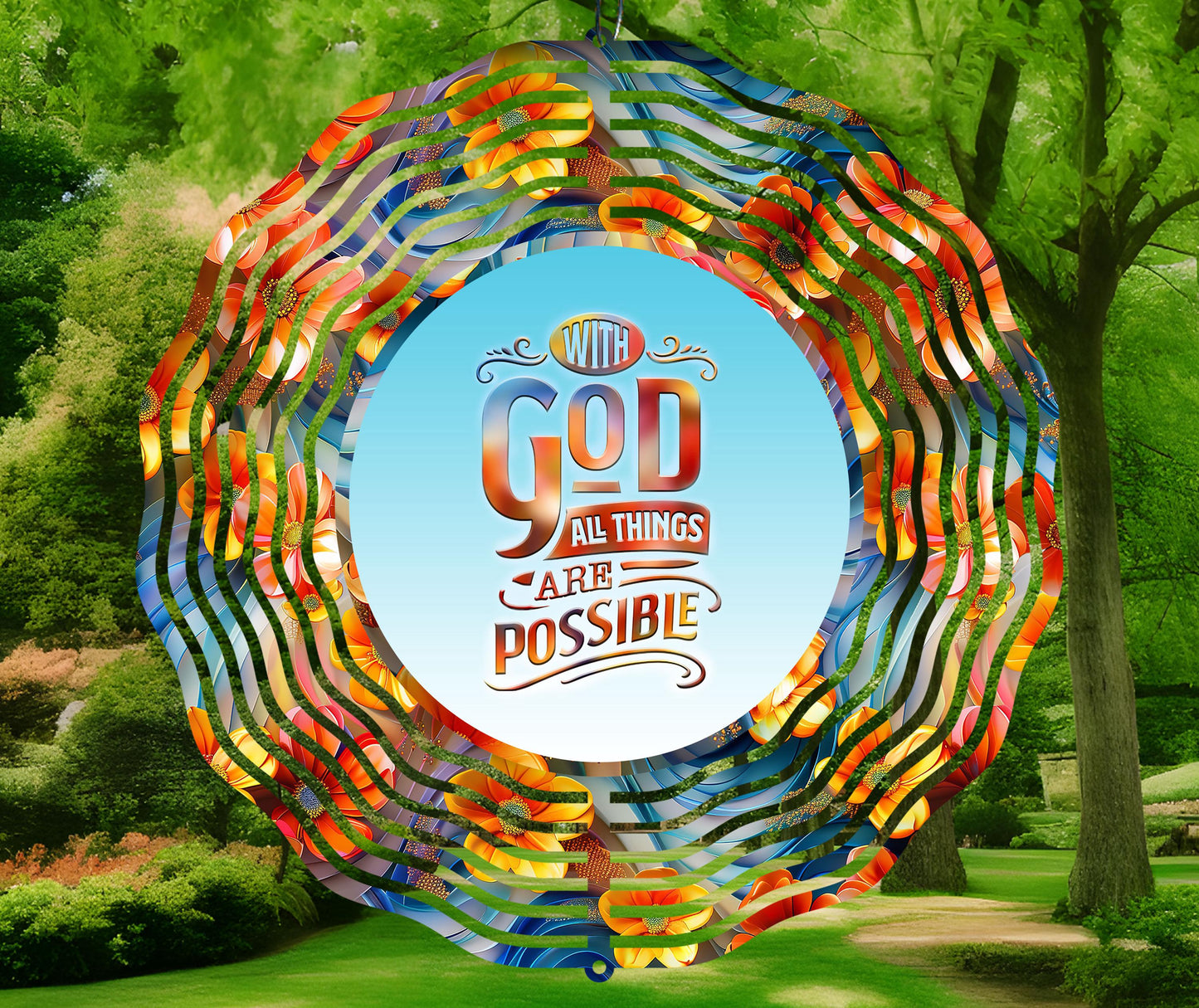 With God All Things Are Possible, Wind Spinner Design PNG