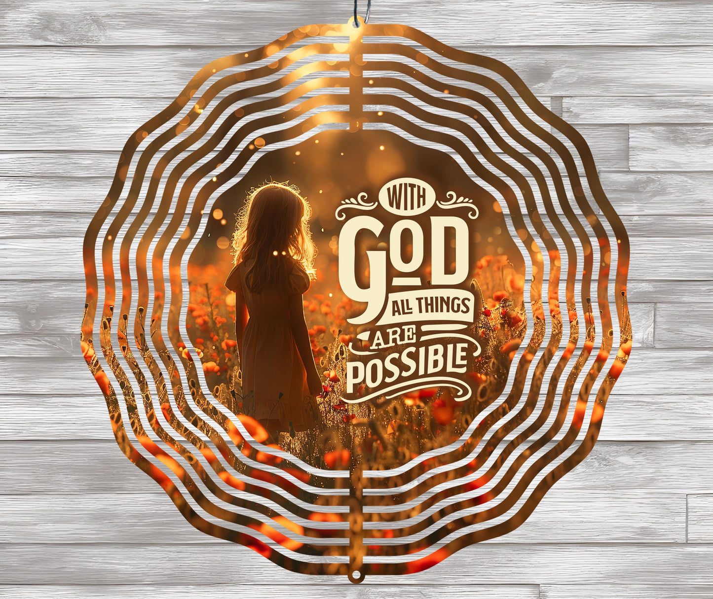 Poppies Wind Spinner PNG, With God All Things Are Possible, Christian Quote Wind Spinner PNG Sublimation Design, Religious PNG Download