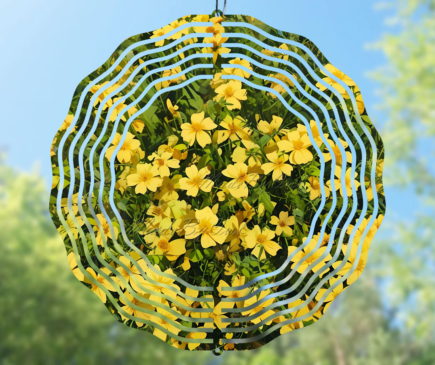 Yellow Flowers Wind Spinner Sublimation Design PNG