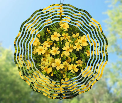 Yellow Flowers Wind Spinner Sublimation Design PNG