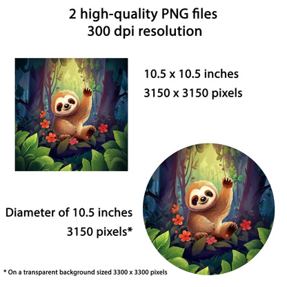 Sloth Wind Spinner Sublimation Design PNG Digital Download