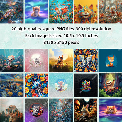 Animals Wind Spinner Sublimation Design Bundle, Download PNGs