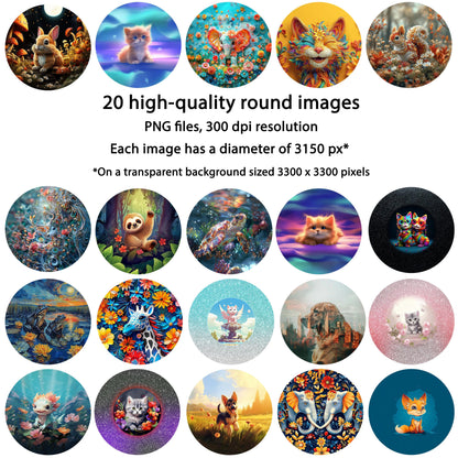 Animals Wind Spinner Sublimation Design Bundle, Download PNGs