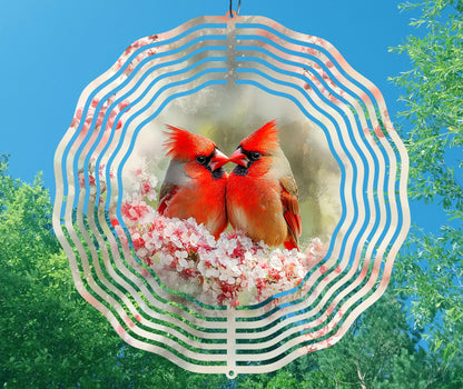 Red Cardinals Wind Spinner Sublimation Design, PNG