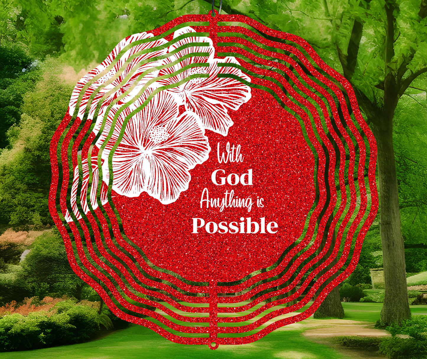 Wind Spinner Sublimation Design "With God Anything Is Possible"