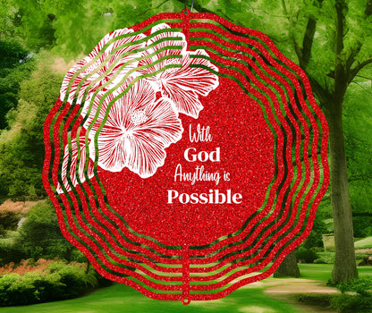 Wind Spinner Sublimation Design "With God Anything Is Possible"