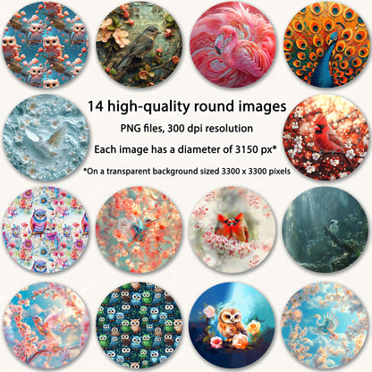 Birds Wind Spinner Sublimation Design Bundle Download PNG