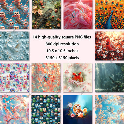 Birds Wind Spinner Sublimation Design Bundle Download PNG