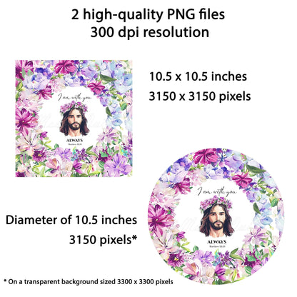 Jesus Floral Wind Spinner Sublimation Design "I am with you"