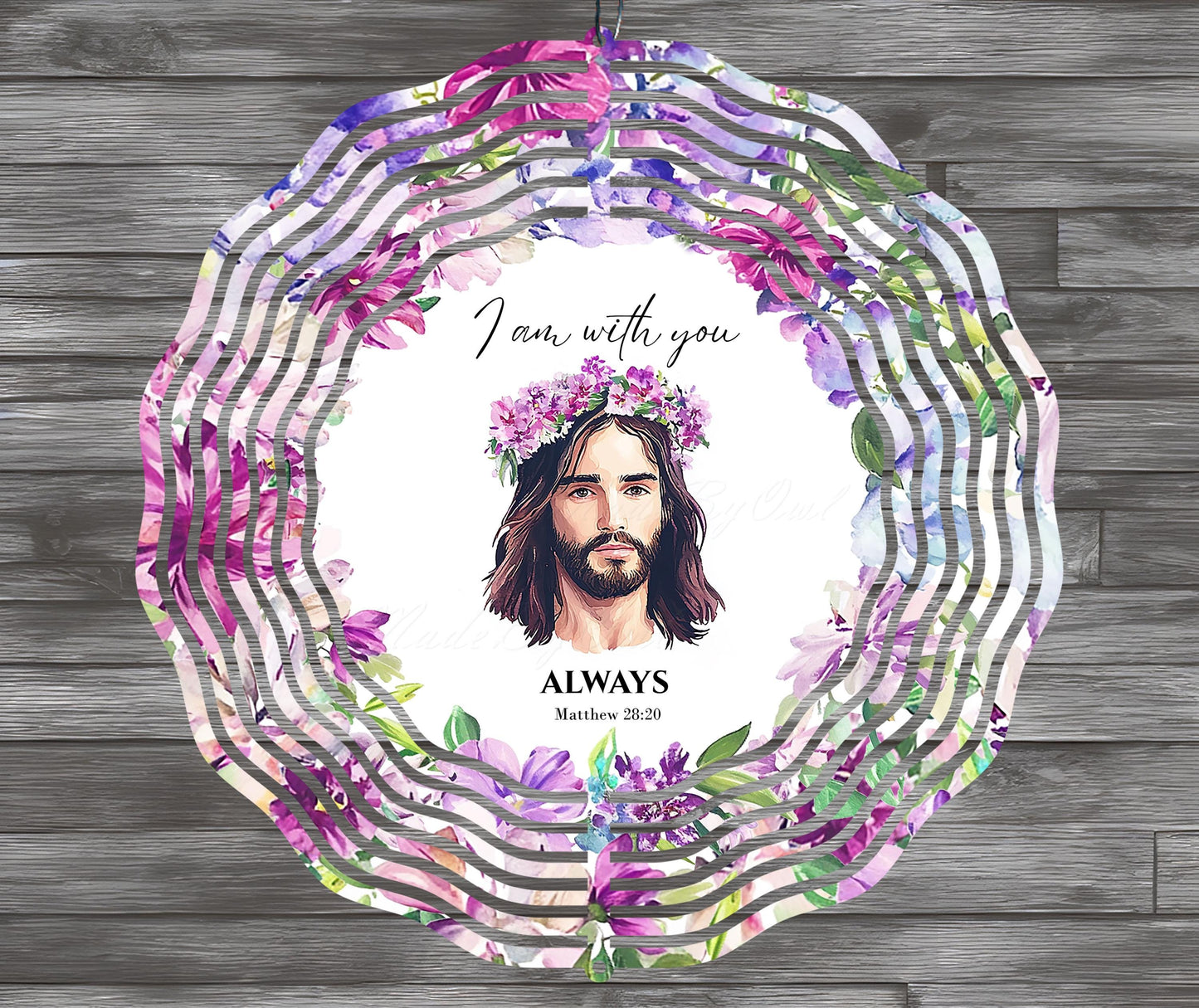Jesus Floral Wind Spinner Sublimation Design "I am with you"