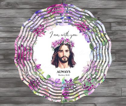 Jesus Floral Wind Spinner Sublimation Design "I am with you"