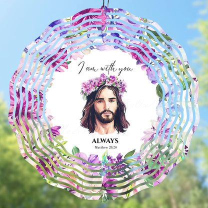 Jesus Floral Wind Spinner Sublimation Design "I am with you"