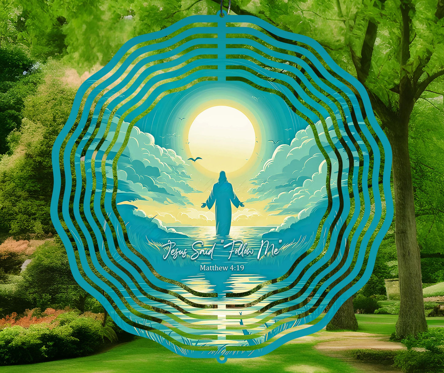 Sublimation Wind Spinner Design "Jesus Said Follow Me", PNG