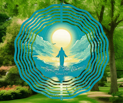 Sublimation Wind Spinner Design "Jesus Said Follow Me", PNG