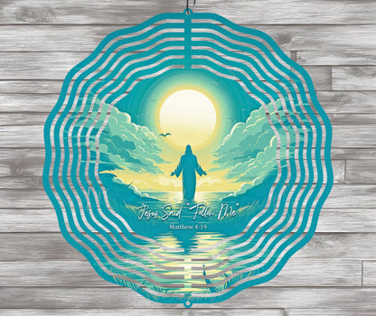 Sublimation Wind Spinner Design "Jesus Said Follow Me", PNG