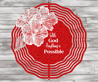 Wind Spinner Sublimation Design "With God Anything Is Possible"