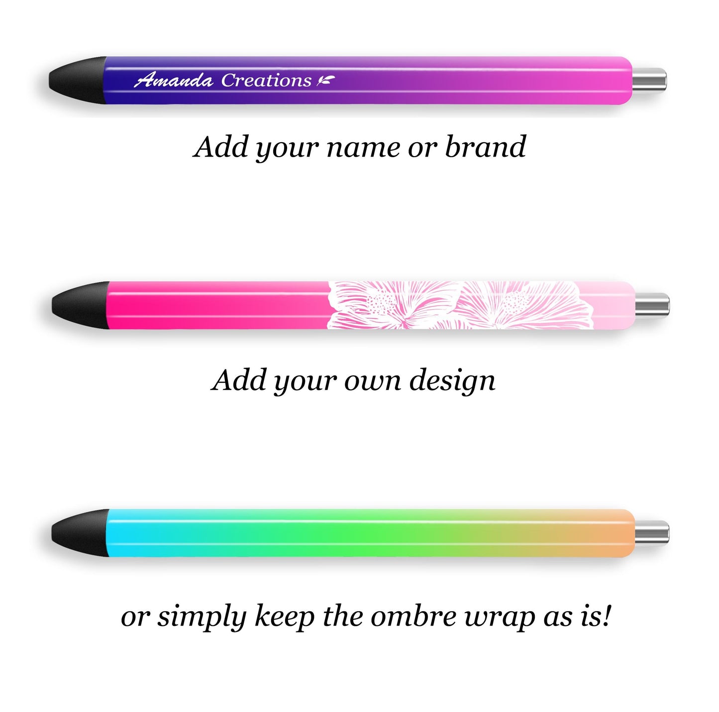 Ombre Pen Wraps Bundle – 300 Sublimation Designs, PNG