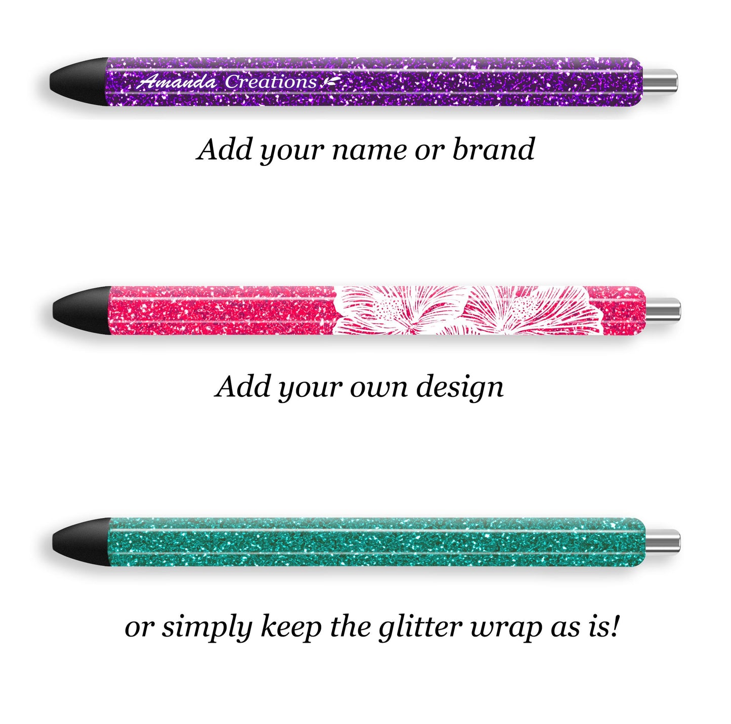 Glitter Pen Wraps Bundle – 100 Sublimation Designs Download