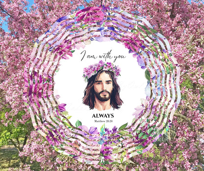 Jesus Floral Wind Spinner Sublimation Design "I am with you"