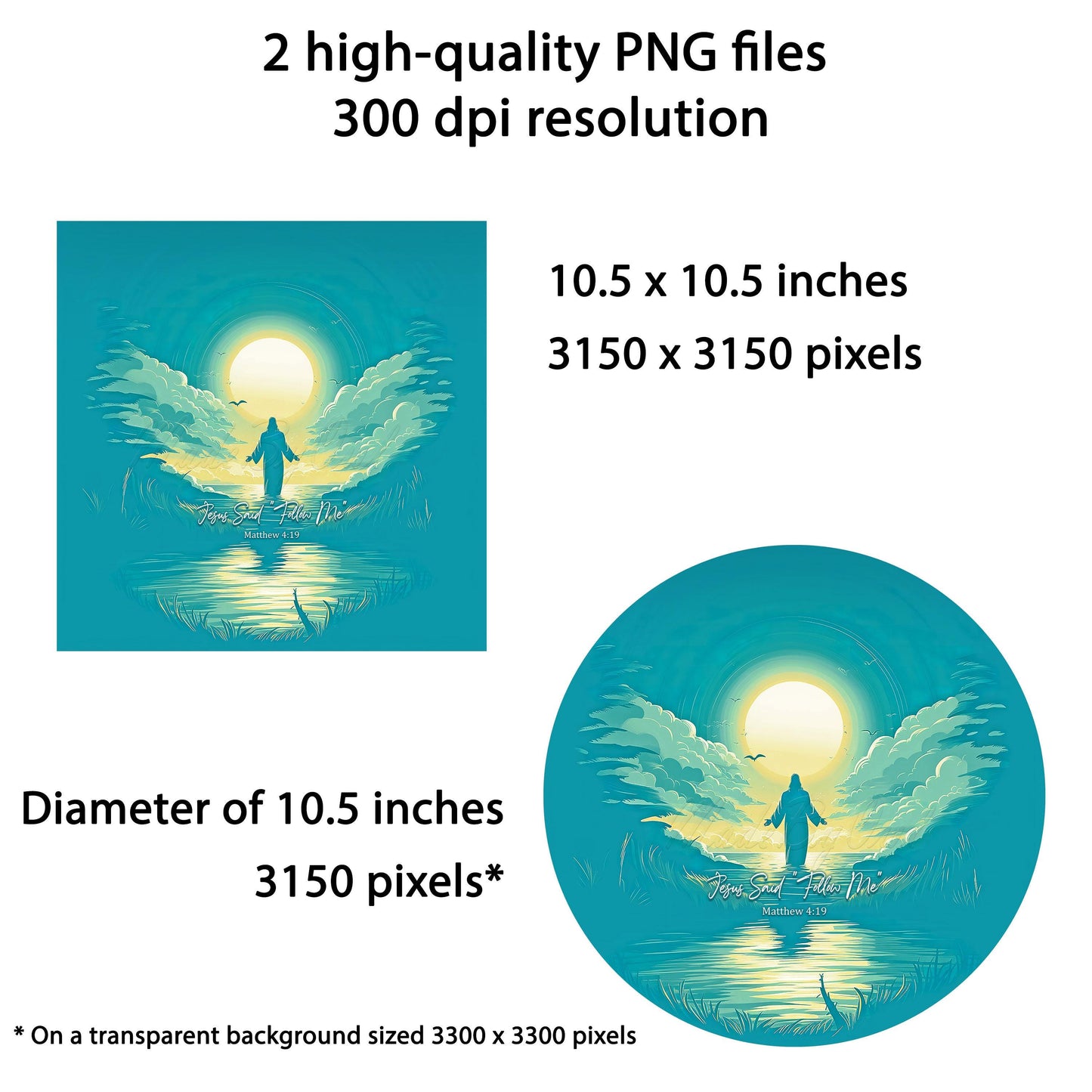 Sublimation Wind Spinner Design "Jesus Said Follow Me", PNG