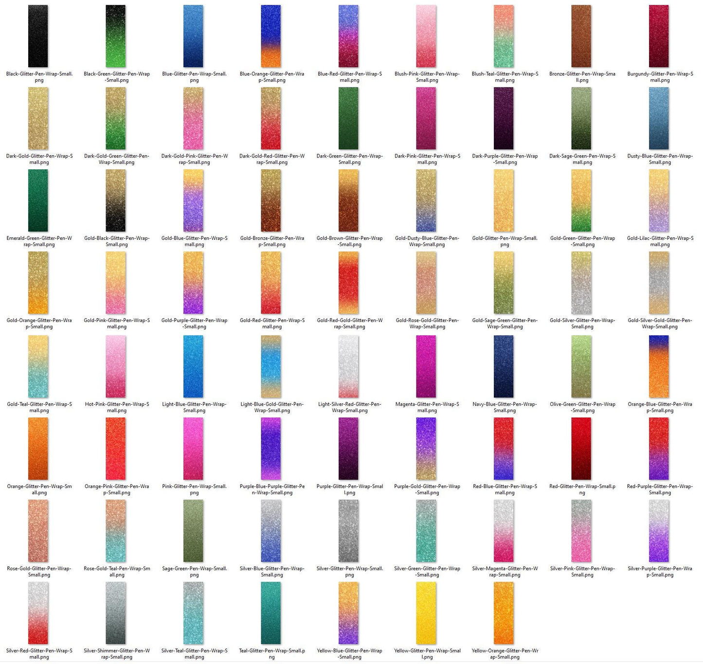 Glitter Ombre Pen Wraps Bundle – 70 Sublimation Designs