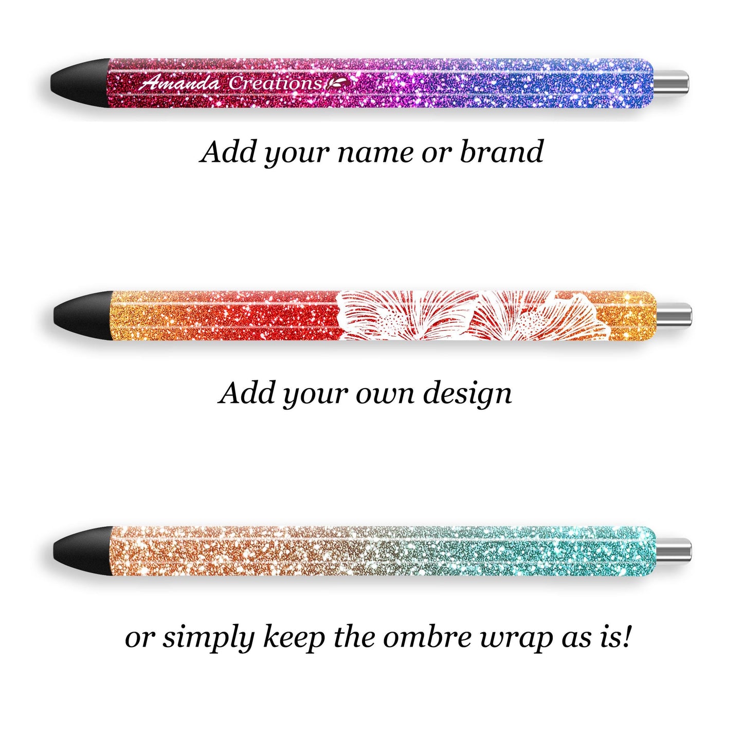 Glitter Ombre Pen Wraps Bundle – 70 Sublimation Designs