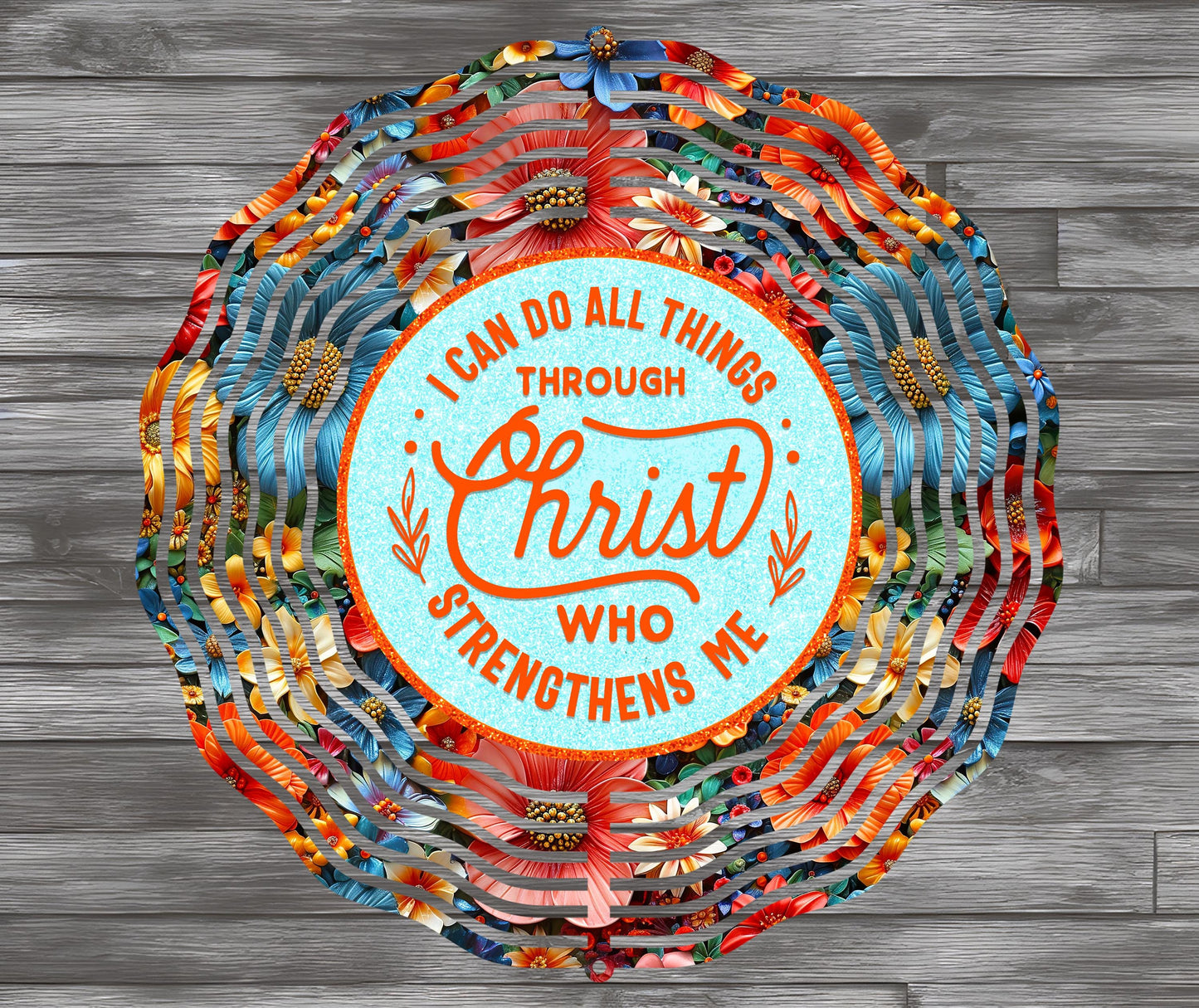Biblical Affirmation Wind Spinner PNG, I Can Do All Things Through Christ Who Strengthens Me, Christian Sublimation Design, Scripture PNG