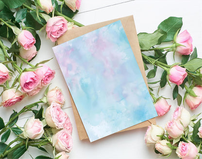 Pastel Blue and Pink Watercolor Background, Seamless Texture